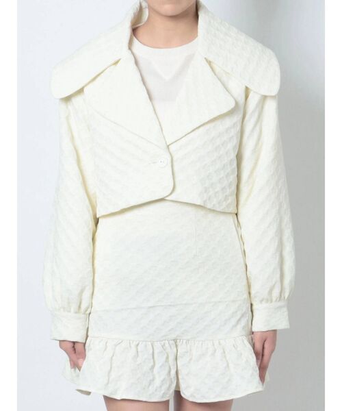 merry jenny（メリージェニー）の「flower bigcollarジャケット（テーラードジャケット・レディース・ライトブルー/ブラック/アイボリー・FREE）」の2枚目の写真