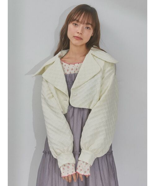 merry jenny（メリージェニー）の「flower bigcollarジャケット（テーラードジャケット・レディース・ライトブルー/ブラック/アイボリー・FREE）」の5枚目の写真