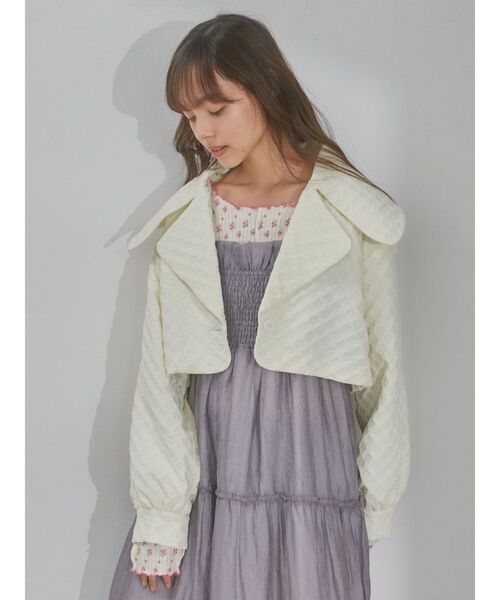 merry jenny（メリージェニー）の「flower bigcollarジャケット（テーラードジャケット・レディース・ライトブルー/ブラック/アイボリー・FREE）」の6枚目の写真