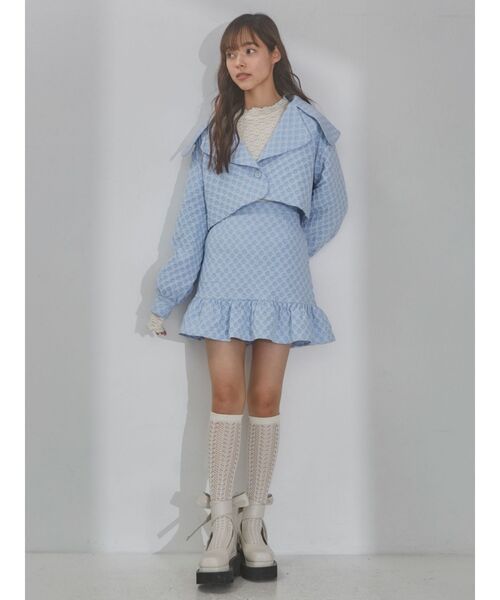 merry jenny（メリージェニー）の「flower bigcollarジャケット（テーラードジャケット・レディース・ライトブルー/ブラック/アイボリー・FREE）」の17枚目の写真