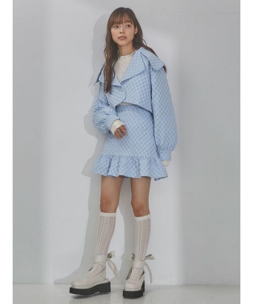 merry jenny（メリージェニー）の「flower bigcollarジャケット（テーラードジャケット・レディース・ライトブルー/ブラック/アイボリー・FREE）」の18枚目の写真