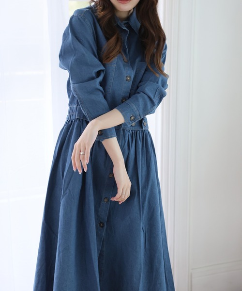 Girly Doll（ガーリードール）の「デニムフレアロングワンピース（ワンピース・レディース・ブラック/ブルー/ダークブルー・L/M）」の20枚目の写真