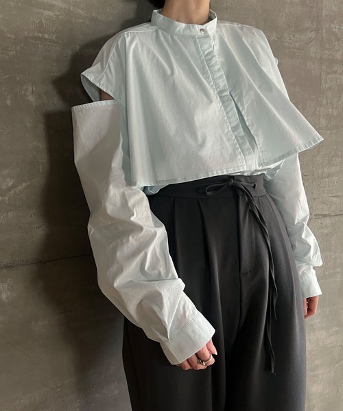 cona（コナ）の「【ZOZO限定】ブロードケープカットアウトシャツ（シャツ/ブラウス・レディース・ブラック/ブルー/ホワイト・FREE）」の7枚目の写真