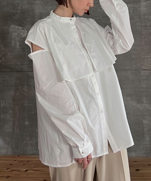 cona（コナ）の「【ZOZO限定】ブロードケープカットアウトシャツ（シャツ/ブラウス・レディース・ブラック/ブルー/ホワイト・FREE）」の14枚目の写真