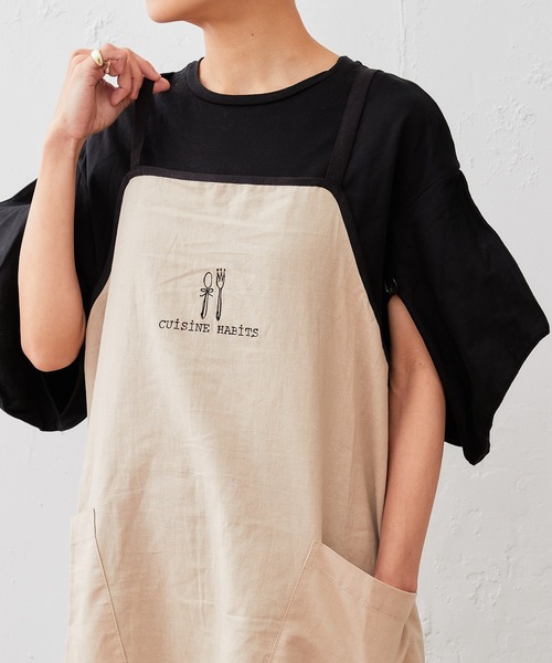 CUISINE HABITS（クイジーヌハビッツ）の「パイピング リネンエプロン（エプロン・レディース・ピンク/グリーン/ナチュラル/グレー・フリー）」の8枚目の写真