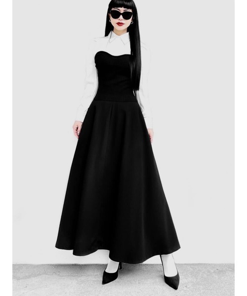 LVEU.（ラブユ.）の「Heart neck knit bustier shirt (Ai select) / ハートネックニットビスチェシャツ（シャツ/ブラウス・レディース・ブラック・FREE）」の4枚目の写真