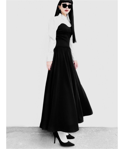 LVEU.（ラブユ.）の「Heart neck knit bustier shirt (Ai select) / ハートネックニットビスチェシャツ（シャツ/ブラウス・レディース・ブラック・FREE）」の5枚目の写真