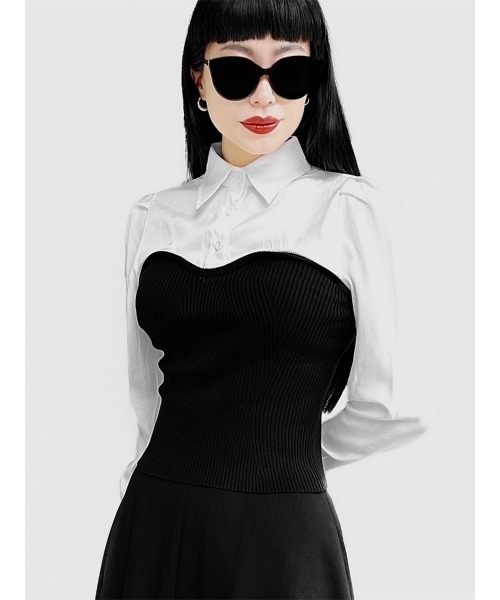 LVEU.（ラブユ.）の「Heart neck knit bustier shirt (Ai select) / ハートネックニットビスチェシャツ（シャツ/ブラウス・レディース・ブラック・FREE）」の7枚目の写真