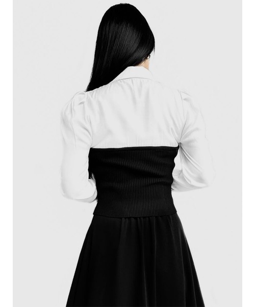 LVEU.（ラブユ.）の「Heart neck knit bustier shirt (Ai select) / ハートネックニットビスチェシャツ（シャツ/ブラウス・レディース・ブラック・FREE）」の6枚目の写真