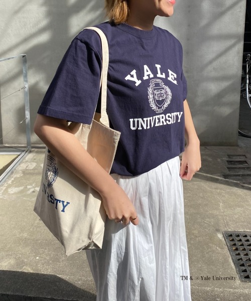 Daily russet（デイリー ラシット）の「YALE/ロゴT（Tシャツ/カットソー・レディース・ホワイト/ネイビー・FREE）」の22枚目の写真