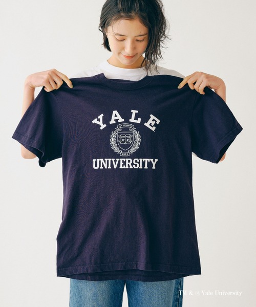 Daily russet（デイリー ラシット）の「YALE/ロゴT（Tシャツ/カットソー・レディース・ホワイト/ネイビー・FREE）」の4枚目の写真