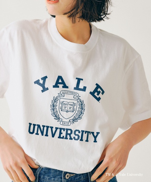 Daily russet（デイリー ラシット）の「YALE/ロゴT（Tシャツ/カットソー・レディース・ホワイト/ネイビー・FREE）」の8枚目の写真