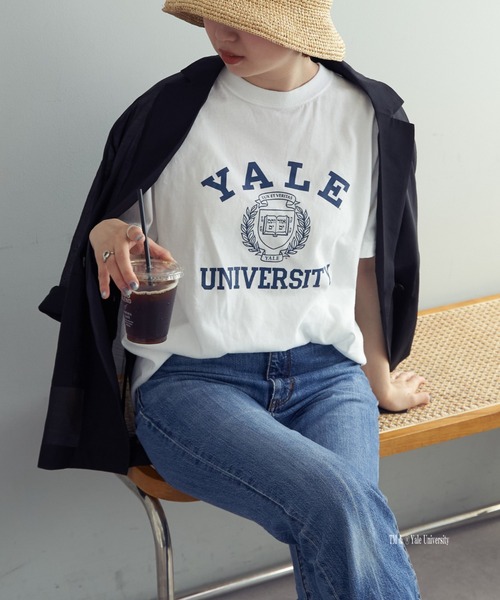 Daily russet（デイリー ラシット）の「YALE/ロゴT（Tシャツ/カットソー・レディース・ホワイト/ネイビー・FREE）」の12枚目の写真