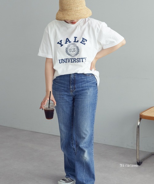 Daily russet（デイリー ラシット）の「YALE/ロゴT（Tシャツ/カットソー・レディース・ホワイト/ネイビー・FREE）」の11枚目の写真