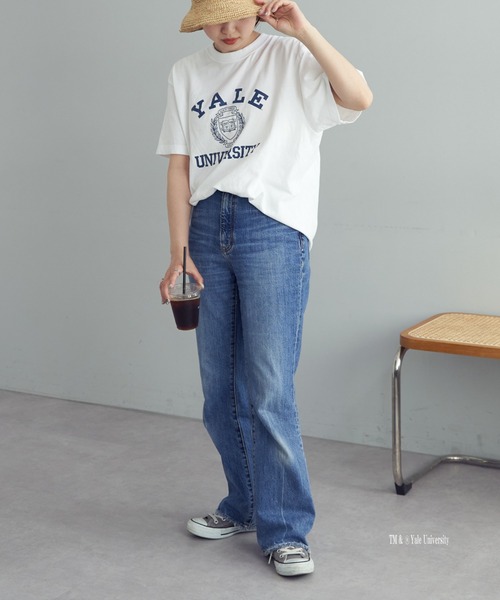 Daily russet（デイリー ラシット）の「YALE/ロゴT（Tシャツ/カットソー・レディース・ホワイト/ネイビー・FREE）」の9枚目の写真