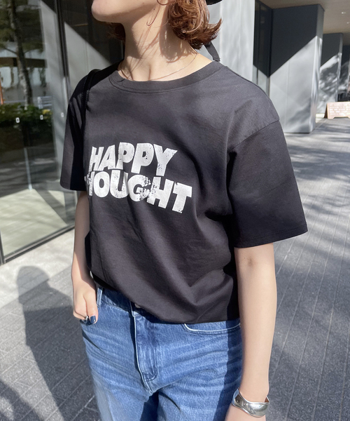 Spick & Span（スピックアンドスパン）の「HAPPY THOUGHTロゴT（Tシャツ/カットソー・レディース・ホワイト/ブラック・FREE）」の8枚目の写真