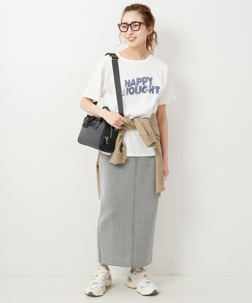 Spick & Span（スピックアンドスパン）の「HAPPY THOUGHTロゴT（Tシャツ/カットソー・レディース・ホワイト/ブラック・FREE）」の16枚目の写真