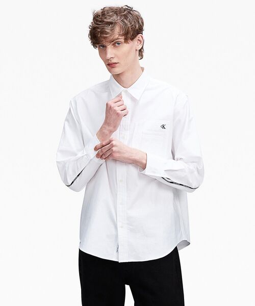   カルバンクライン　シャツ　染め　モード　ホワイト シャツ - オックスフォードイージーシャツ | カルバン・クライン