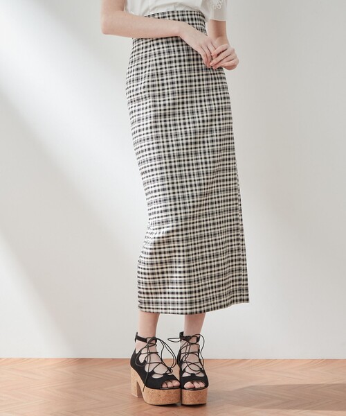 DEICY（デイシー）の「ハイウエストチェックロングスカート（スカート・レディース・ブラック/レッド・0/1）」の2枚目の写真