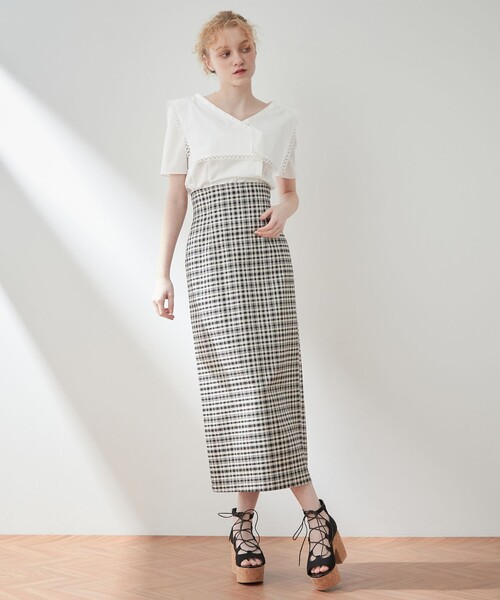 DEICY（デイシー）の「ハイウエストチェックロングスカート（スカート・レディース・ブラック/レッド・0/1）」の11枚目の写真
