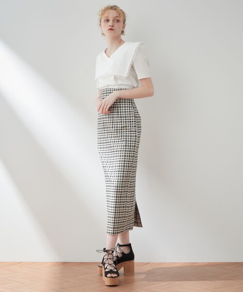 DEICY（デイシー）の「ハイウエストチェックロングスカート（スカート・レディース・ブラック/レッド・0/1）」の13枚目の写真