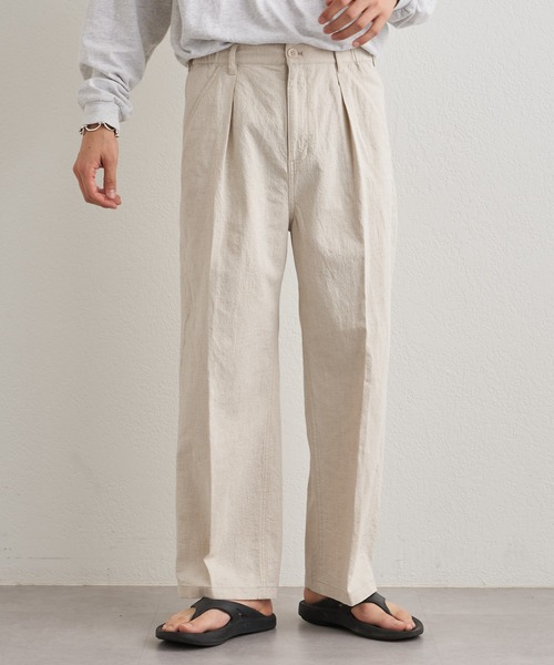 CIAOPANIC TYPY（チャオパニックティピー）の「綿麻デニムタックワイドテーパードパンツ（デニムパンツ・メンズ・アイボリー/ブラック/ネイビー・MEDIUM/LARGE）」の7枚目の写真