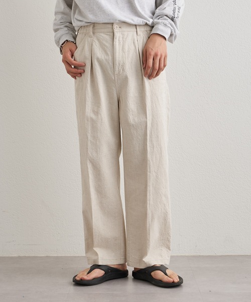 CIAOPANIC TYPY（チャオパニックティピー）の「綿麻デニムタックワイドテーパードパンツ（デニムパンツ・メンズ・アイボリー/ブラック/ネイビー・MEDIUM/LARGE）」の8枚目の写真
