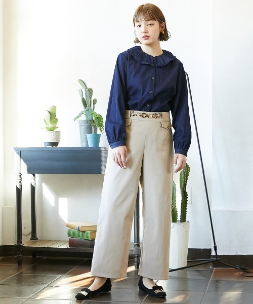 Le temps riche（ルタンリッシュ）の「チェーン使い金ボタンマリンパンツ　＜Le temps riche＞（スラックス・レディース・ベージュ/ネイビー・M/S/L/LL）」の19枚目の写真