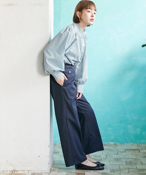 Le temps riche（ルタンリッシュ）の「チェーン使い金ボタンマリンパンツ　＜Le temps riche＞（スラックス・レディース・ベージュ/ネイビー・M/S/L/LL）」の6枚目の写真