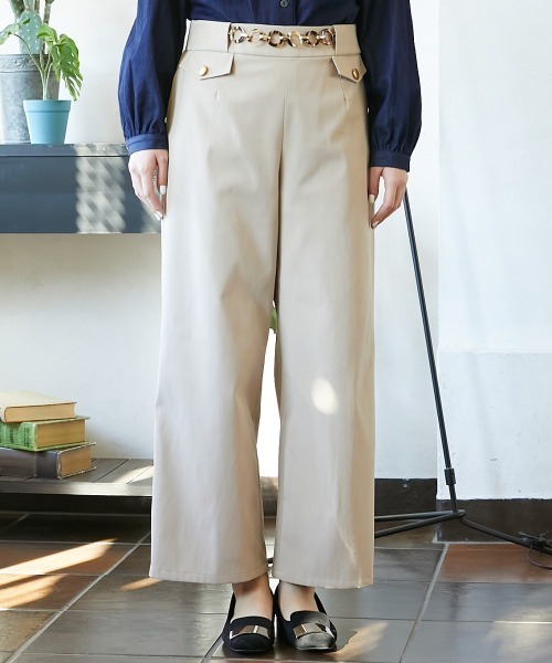 Le temps riche（ルタンリッシュ）の「チェーン使い金ボタンマリンパンツ　＜Le temps riche＞（スラックス・レディース・ベージュ/ネイビー・M/S/L/LL）」の8枚目の写真