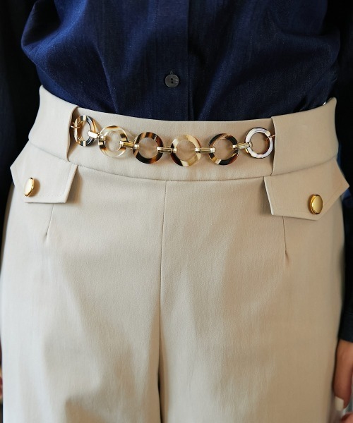 Le temps riche（ルタンリッシュ）の「チェーン使い金ボタンマリンパンツ　＜Le temps riche＞（スラックス・レディース・ベージュ/ネイビー・M/S/L/LL）」の12枚目の写真