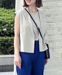 INDIVI | 【洗える！/SETUP可能/UVケア/接触冷感】麻混クロップトテーラージレ(ベスト)