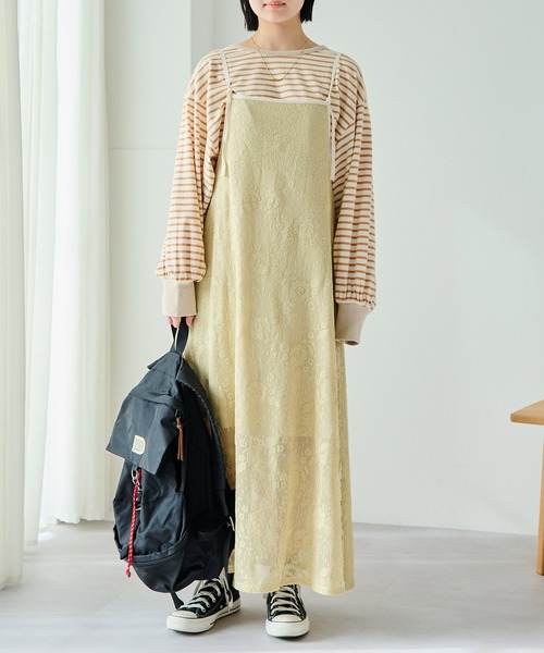 Crisp（クリスプ）の「バイカラーフラワーレースワンピース（ワンピース・レディース・グリーン/アイボリー・FREE）」の10枚目の写真