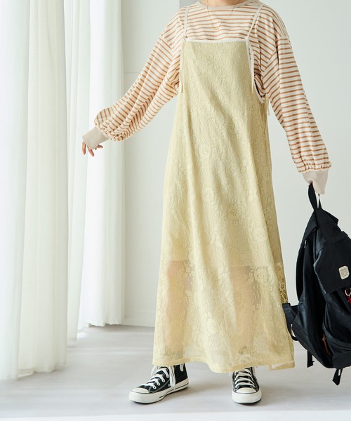 Crisp（クリスプ）の「バイカラーフラワーレースワンピース（ワンピース・レディース・グリーン/アイボリー・FREE）」の12枚目の写真