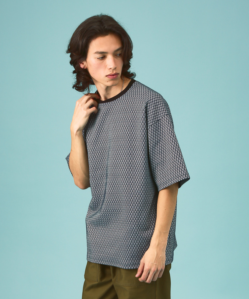 Revo.(レボ)の「RVダイヤジャガードルーズSS(Tシャツ/カットソー・メンズ・ブラック/ネイビー/ブルー・M/L)」の2枚目の写真