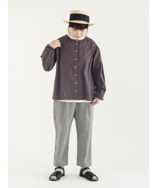 Samansa Mos2(サマンサ モスモス)の「柄アソートレース付V切替ブラウス(シャツ/ブラウス・レディース・ブラック/ブルー/オフホワイト/チャコール・フリ-)」の13枚目の写真