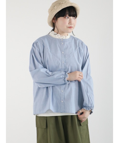 Samansa Mos2(サマンサ モスモス)の「柄アソートレース付V切替ブラウス(シャツ/ブラウス・レディース・ブラック/ブルー/オフホワイト/チャコール・フリ-)」の20枚目の写真