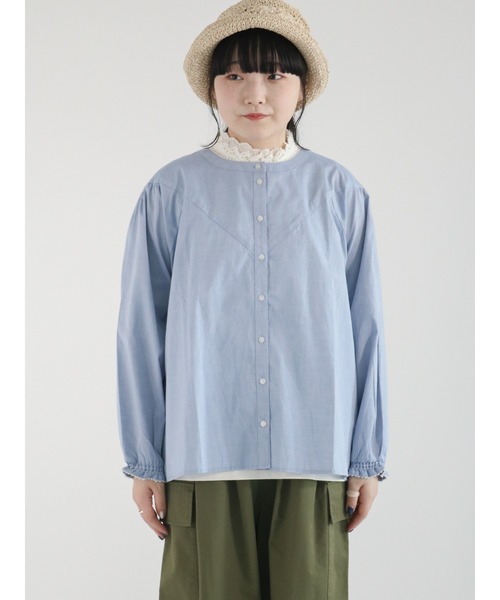 Samansa Mos2(サマンサ モスモス)の「柄アソートレース付V切替ブラウス(シャツ/ブラウス・レディース・ブラック/ブルー/オフホワイト/チャコール・フリ-)」の14枚目の写真