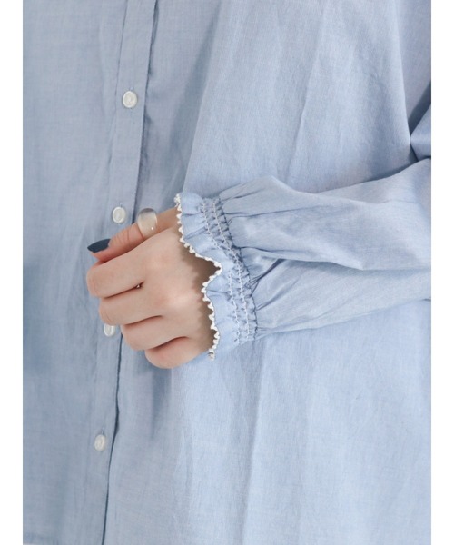 Samansa Mos2(サマンサ モスモス)の「柄アソートレース付V切替ブラウス(シャツ/ブラウス・レディース・ブラック/ブルー/オフホワイト/チャコール・フリ-)」の18枚目の写真