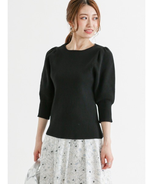 Te chichi（テチチ）の「スポンディッシュボリュームスリーブニット（ニット/セーター・レディース・グリーン/ブラック/オフホワイト・ﾌﾘ-）」の9枚目の写真