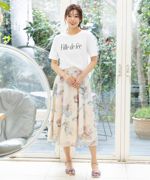 Rose Tiara(ローズティアラ)の「fille de feeロゴTシャツ(Tシャツ/カットソー・レディース・ネイビー/ピンク/オフホワイト・42/46/38)」の5枚目の写真