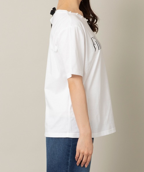 Rose Tiara(ローズティアラ)の「fille de feeロゴTシャツ(Tシャツ/カットソー・レディース・ネイビー/ピンク/オフホワイト・42/46/38)」の7枚目の写真