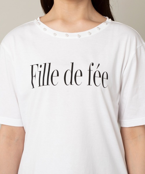 Rose Tiara(ローズティアラ)の「fille de feeロゴTシャツ(Tシャツ/カットソー・レディース・ネイビー/ピンク/オフホワイト・42/46/38)」の9枚目の写真