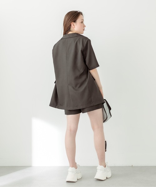 OLIVE des OLIVE（オリーブデオリーブ）の「神バランス半袖テーラードジャケット　1031070100（テーラードジャケット・レディース・グレー/ブラック/ライトグレー・FREE）」の10枚目の写真