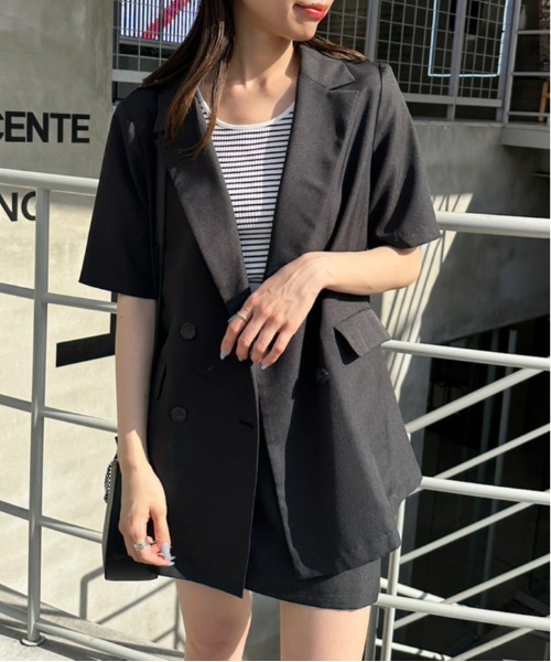 OLIVE des OLIVE（オリーブデオリーブ）の「神バランス半袖テーラードジャケット　1031070100（テーラードジャケット・レディース・グレー/ブラック/ライトグレー・FREE）」の19枚目の写真