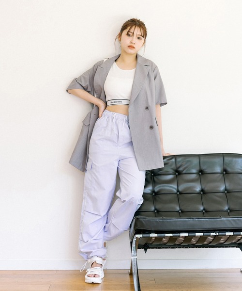 OLIVE des OLIVE（オリーブデオリーブ）の「神バランス半袖テーラードジャケット　1031070100（テーラードジャケット・レディース・グレー/ブラック/ライトグレー・FREE）」の20枚目の写真