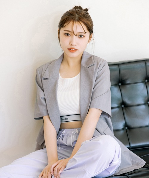 OLIVE des OLIVE（オリーブデオリーブ）の「神バランス半袖テーラードジャケット　1031070100（テーラードジャケット・レディース・グレー/ブラック/ライトグレー・FREE）」の21枚目の写真