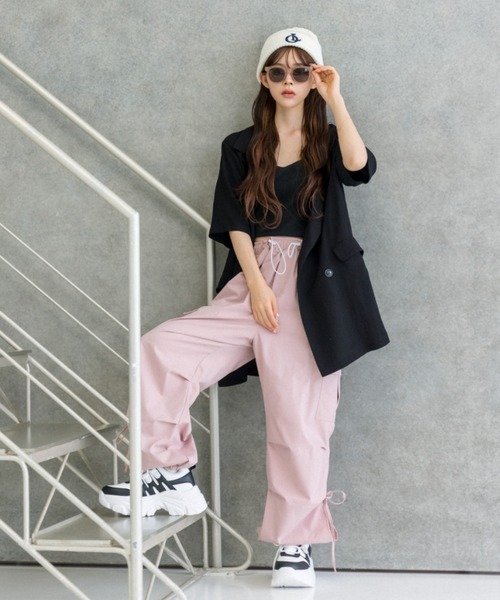 OLIVE des OLIVE（オリーブデオリーブ）の「神バランス半袖テーラードジャケット　1031070100（テーラードジャケット・レディース・グレー/ブラック/ライトグレー・FREE）」の7枚目の写真