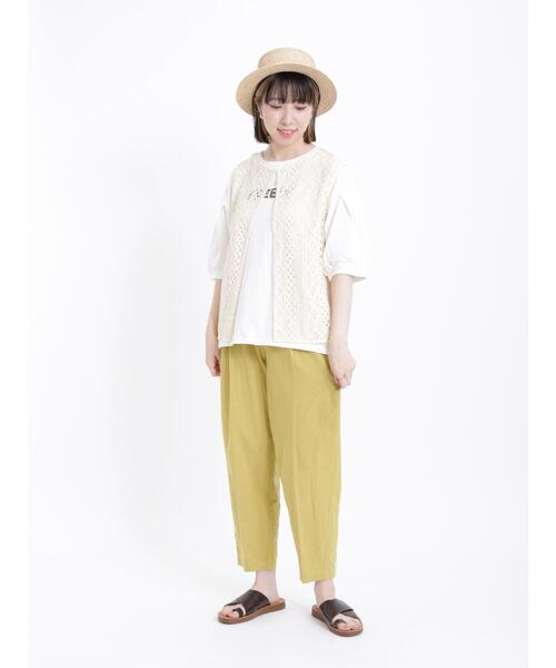 Samansa Mos2（サマンサ モスモス）の「レースベスト+パフスリーブTシャツセット（Tシャツ/カットソー・レディース・チャコールグレー/グリーン/オレンジ/キナリ/ベージュ・F）」の14枚目の写真