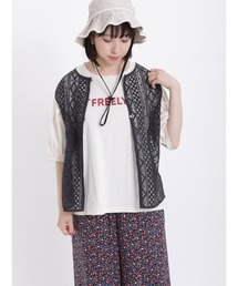 Samansa Mos2 | レースベスト+パフスリーブTシャツセット(Tシャツ/カットソー)